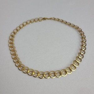 VINTAGE Hong Kong Matt Gold Tone Link Collar Necklace